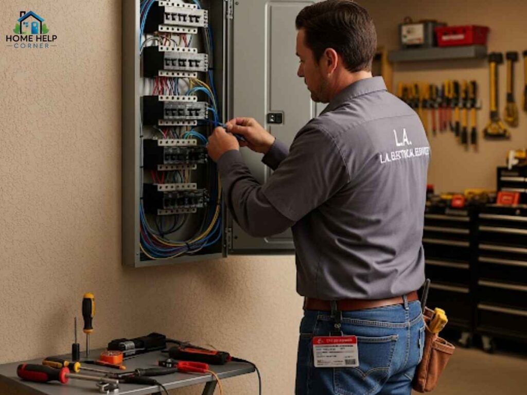 Best Electrical Panel Upgrades for Older Los Angeles Homes 2 Licensed Los Angeles electrician installing modern electrical panel