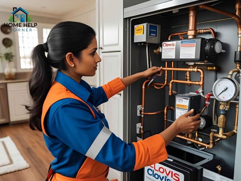 Clovis Boiler Maintenance Before Cold Months in Los Angeles 1 Technician performing Clovis boiler maintenance in Los Angeles home before winter