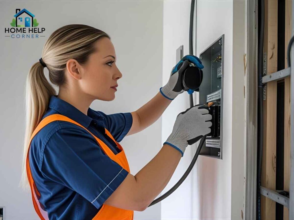 Van Ness Boulevard Electrical Outlet Installation in Los Angeles 2 Licensed electrician installing modern electrical outlet in Los Angeles property