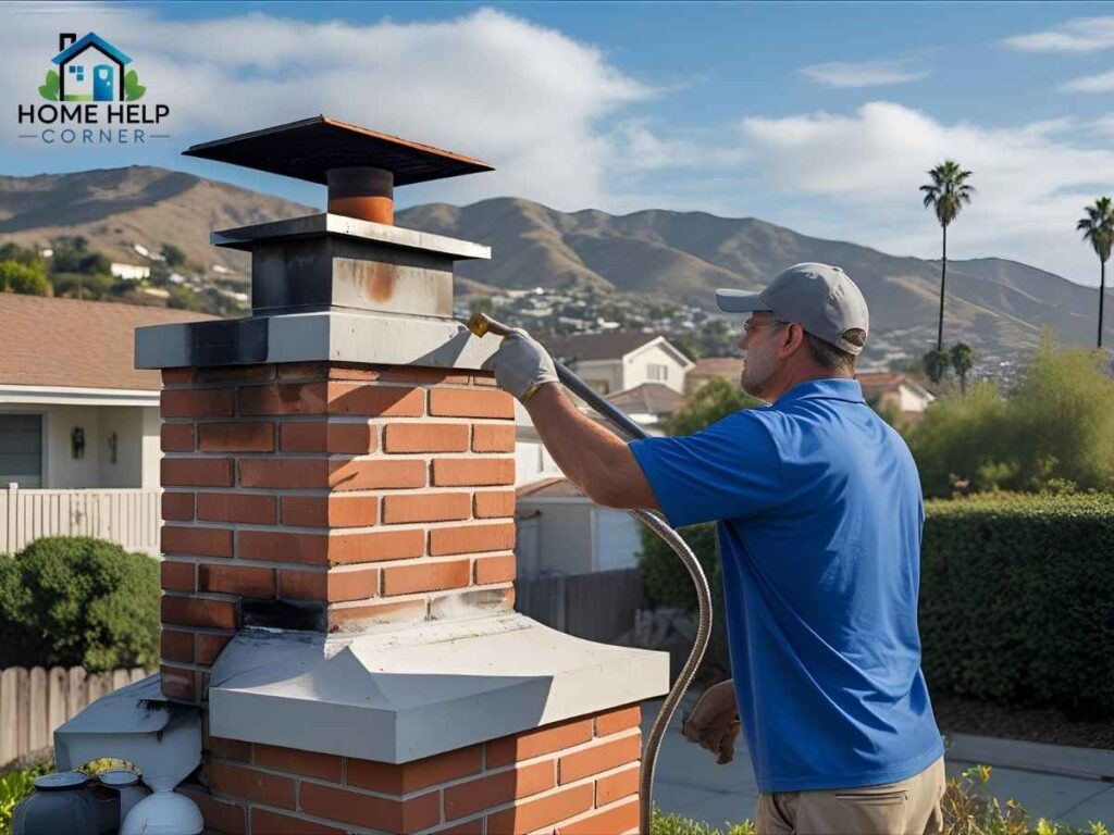 Homeowner reviewing chimney cleaning permit requirements in Los Angeles neighborhood