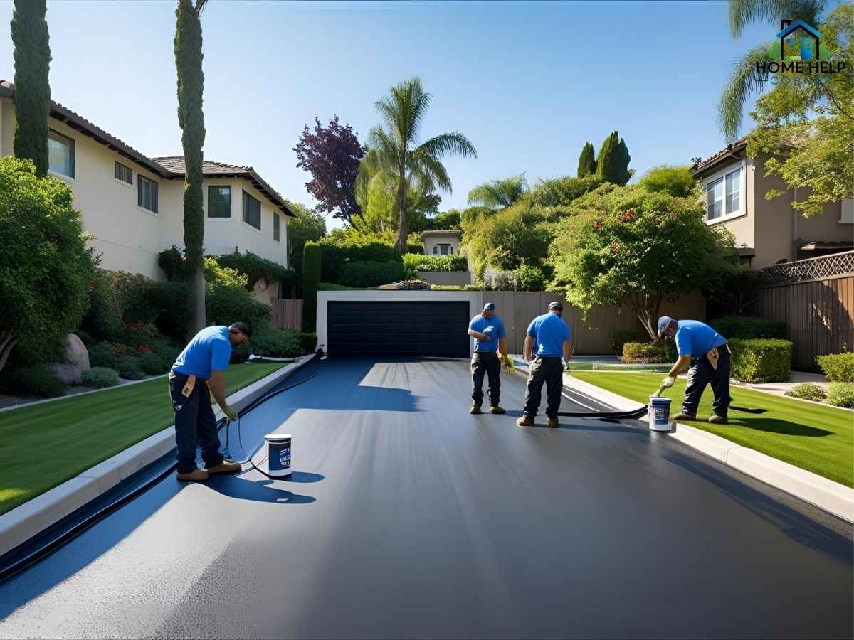 Willow Glen driveway sealing in Los Angeles showing professional work on asphalt surface