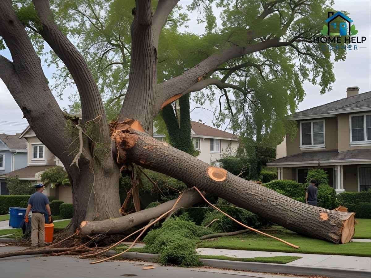 Dead sycamore limb removed by arborist in Richmond area Los Angeles neighborhood